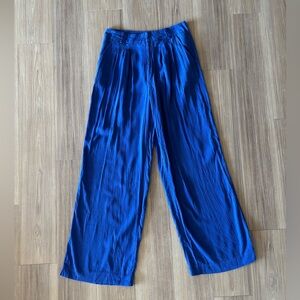 Y2K Forever 21 Pants Blue Wide Leg High Rise Pleated Womens Small Career Casual